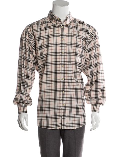 long sleeve plaid burberry button up|Burberry button up tops.